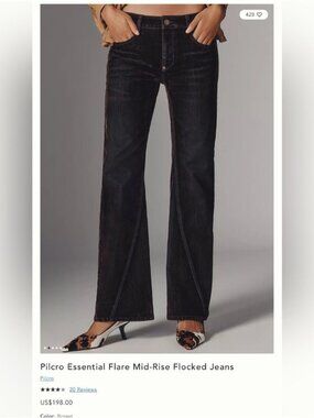 NWT Size 32 - Pilcro Essential Flare Mid-Rise Flocked Jeans 71% Cotton (US$ 198)